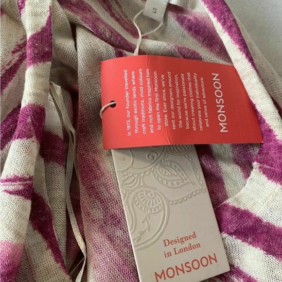 Monsoon Linen Blend Knit Top Pink And Beige Size Small - Picture 8 of 9